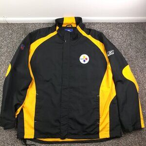Vintage 2006 Pittsburgh Steelers Jacket Reebok On Field Ripstop Full Zip Mens XL